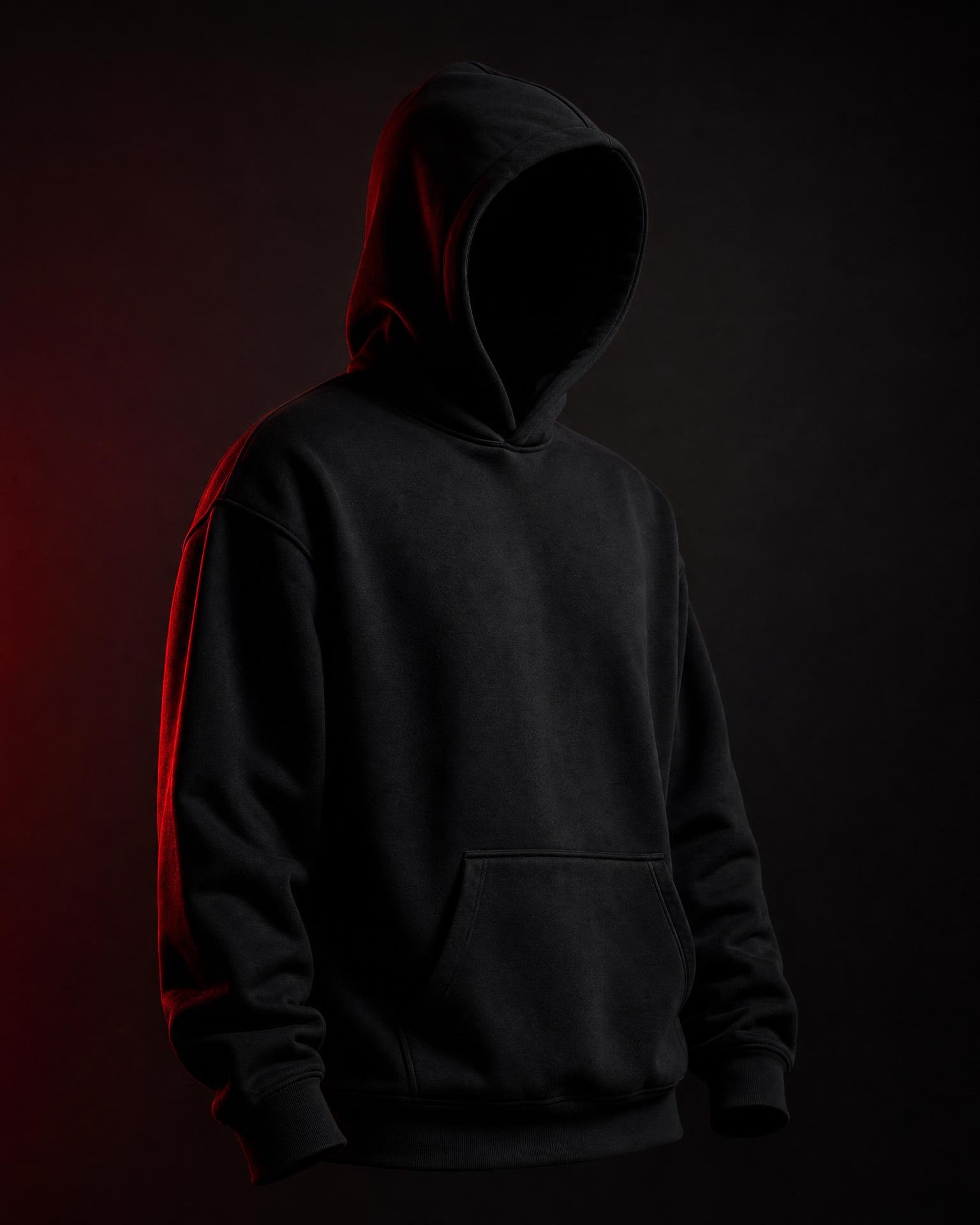 Premium blank black hoodie on model — Fateh Wear manufacturing